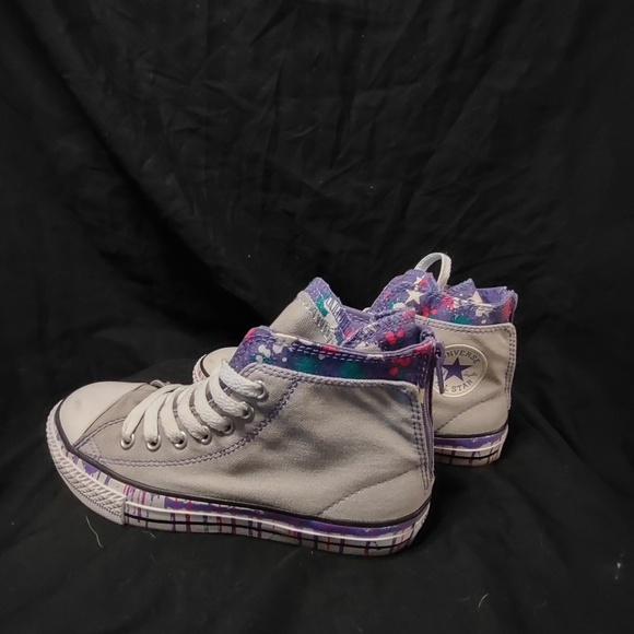 Converse Paint Drip & Stars Back Zip 645160F Junior Size US 6 UK 5.5 EUR 38.5 - Picture 2 of 5